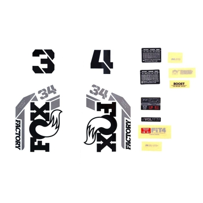 FOX Decal Kit: 2021 34 F-S Black Logo Shiny Orange Fork 0 (803-01-509)