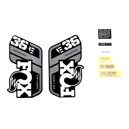 FOX Decal Kit: 2021 36 P-S E-Bike+ Gray Logo Matte Black Fork 0 (803-01-530)