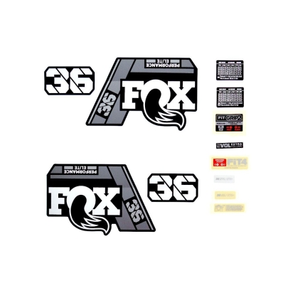 FOX Decal Kit: 2021 36 P-SE Gray Logo Matte Black Fork 0 (803-01-525)