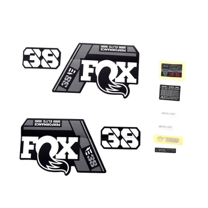 FOX Decal Kit: 2021 38 P-SE E-Bike+ Gray Logo Matte Black Fork 0 (803-01-537)