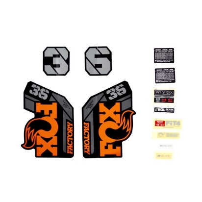 FOX Decal Kit: 2021 36 F-S Orange Logo Shiny Black Fork 0 (803-01-521)