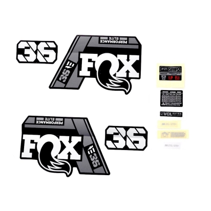 FOX Decal Kit: 2021 36 P-SE E-Bike+ Gray Logo Matte Black Fork 0 (803-01-529)