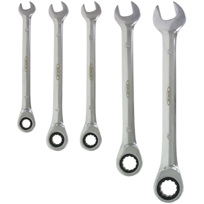 Set of 5 Ratchet Combination Wrenches Var 8/9/10/13/15mm