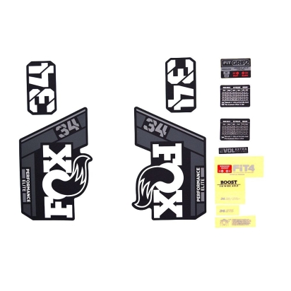 FOX Decal Kit: 2021 34 P-Se Gray Logo Matte Black Fork 0 (803-01-510)