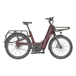 Elektrinis Cargo Dviratis Bergamont E-Cargoville Bakery Elite Dark Red